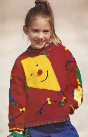 Вязание для детей.  Пуловер с рисунком на девочку. Модель для вязания 19.