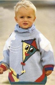 Вязание для детей. Пуловер с воздушным змеем на мальчика