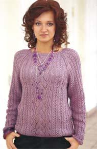 Вязание для женщин. Вязаный ажурный пуловер с рукавом реглан. 