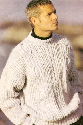 Вязание для мужчин. Пуловер с аранами.