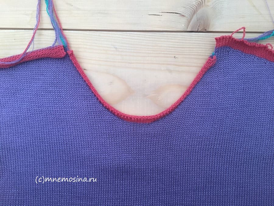 плечо свитера частичным вязанием 6 горловина свитера частичным вязанием