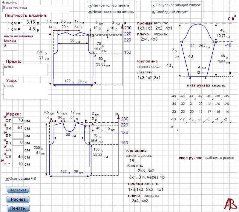 Учимся делать расчеты для вязания