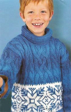 Вязание для детей.  Пуловер с жаккардовой вставкой на мальчика. Модель для вязания 16.