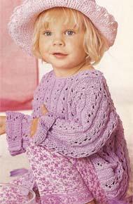 Вязание для детей.  Вязаный ажурный пуловер на девочку. 