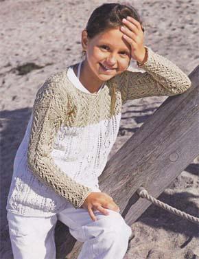 Вязание для детей.  Вязаный пуловер на девочку. Модель для вязания 25.
