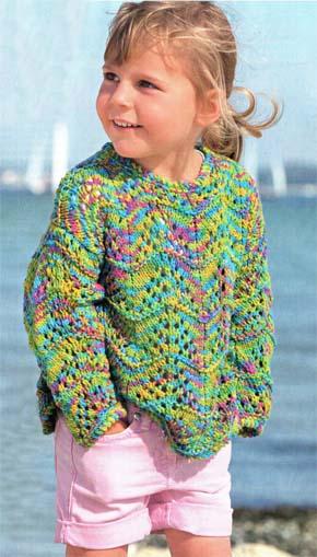 Вязание для детей.  Ажурный пуловер на девочку. Модель для вязания 31.