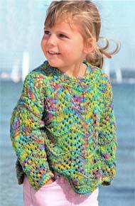 Вязание для детей. Вязаный ажурный пуловер для девочки