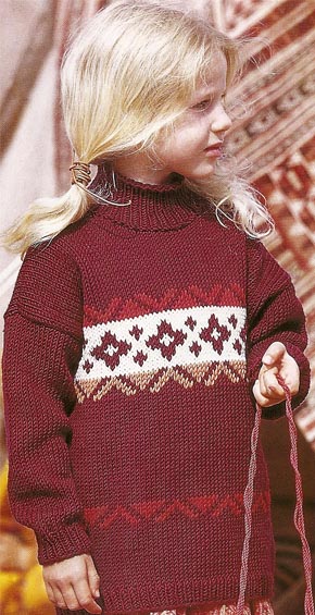 Вязание для детей.  Свитер на девочку. Модель для вязания 31.