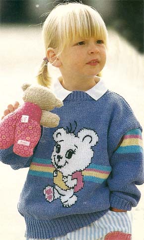 Вязание для детей.  Пуловер с рисунком на девочку. Модель для вязания 8.