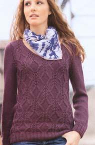 Вязание для женщин.  Вязаный пуловер с аранами. 