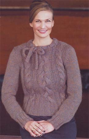 Вязание для женщин. Пуловер с косами. Модель 130