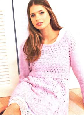 Вязание для женщин.  Вязаное ажурное платье. Модель 58
