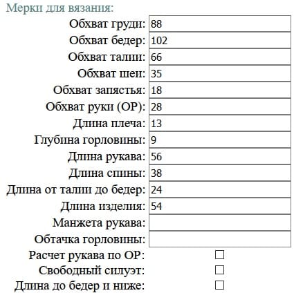 мерки для вязания приталенного джемпера с рукавом реглан мерки для вязания приталенного джемпера с рукавом реглан