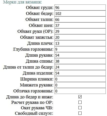 мерки для вязания приталенного кардигана