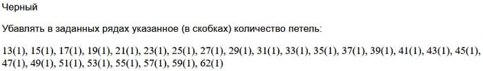 убавление петель со стороны горловины капюшона