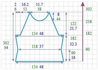 выкройка переда джемпера с рукавом реглан