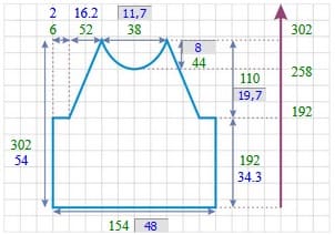 выкройка переда джемпера с рукавом реглан