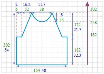 выкройка переда джемпера с рукавом реглан