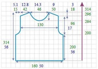 выкройка переда изделия с втачным рукавом