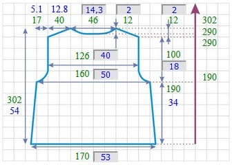 выкройка спинки для расширенной модели джемпера