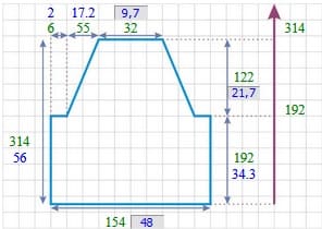 выкройка спинки джемпера с рукавом реглан