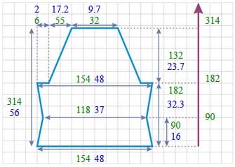 выкройка спинки приталенного джемпера с рукавом реглан