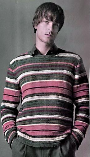 Вязание для мужчин. Пуловер с полосами. 