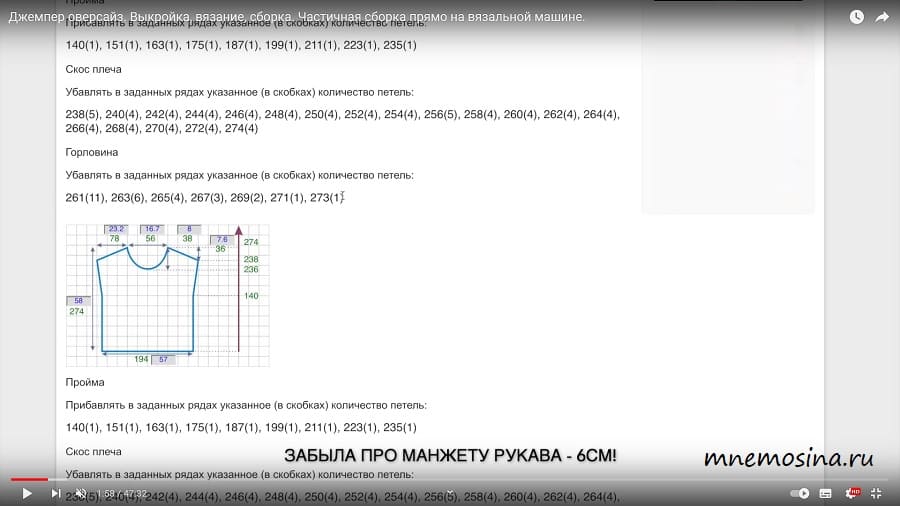 обзор выкройки для вязания джемпера оверсайз