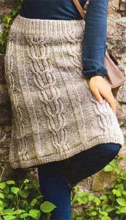 Вязание для женщин. Прямая вязаная юбка с аранами. Модель 127