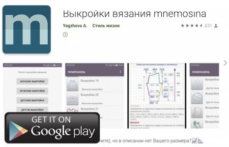 Выкройка вязания в приложении Android