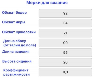 Мерки для вязания легинсов